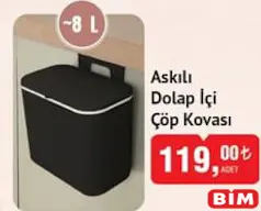ASKILI DOLAP İÇİ ÇÖP KOVASI 8 L